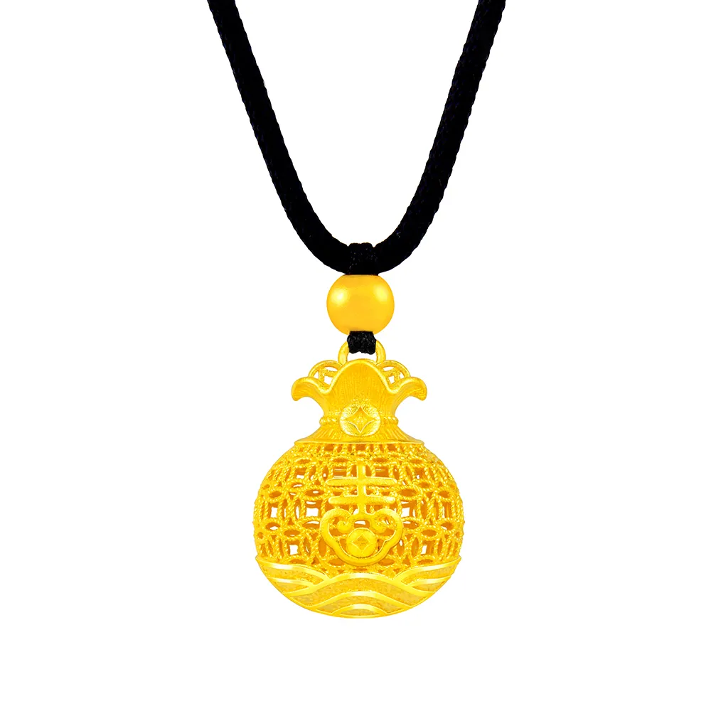【Just Gold 鎮金店】雋藏 錦福囊袋 黃金吊墜(附繩)