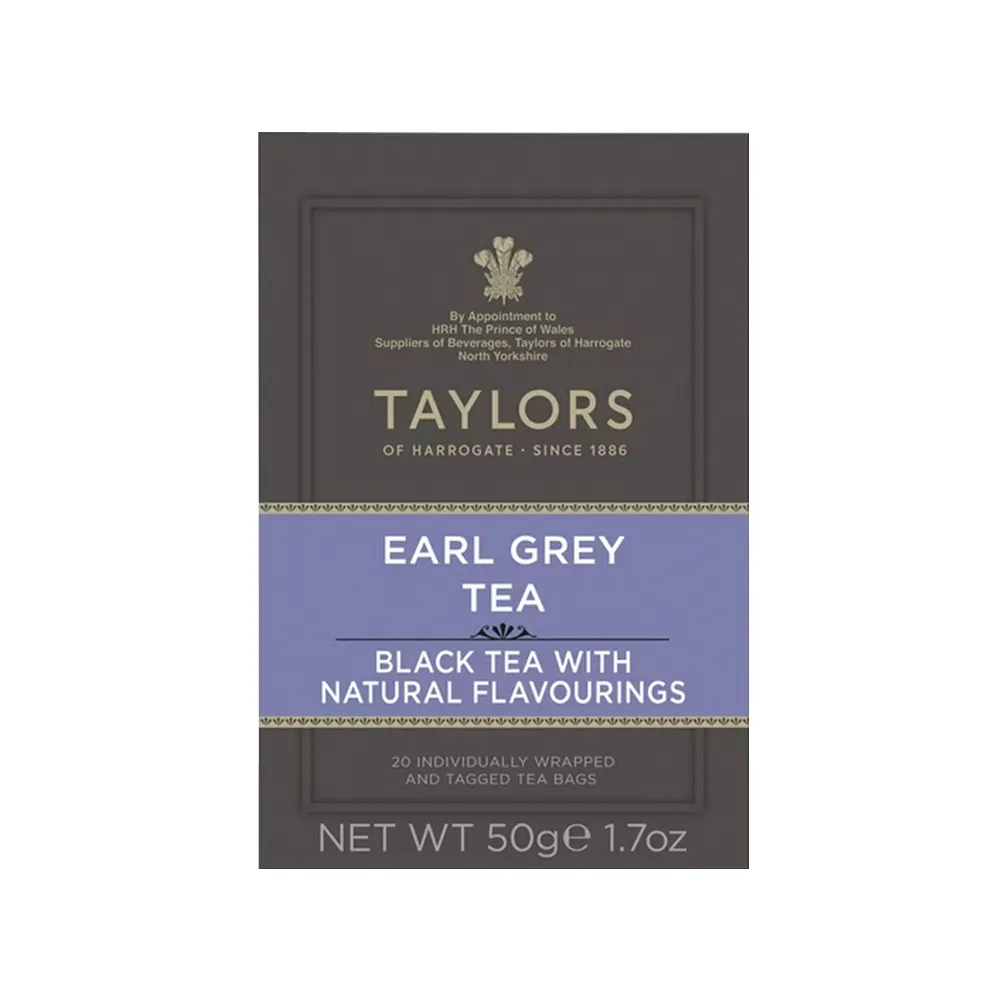 【英國泰勒茶Taylors】皇家伯爵茶紅茶包2.5x20包x1盒(佛手柑香氣)