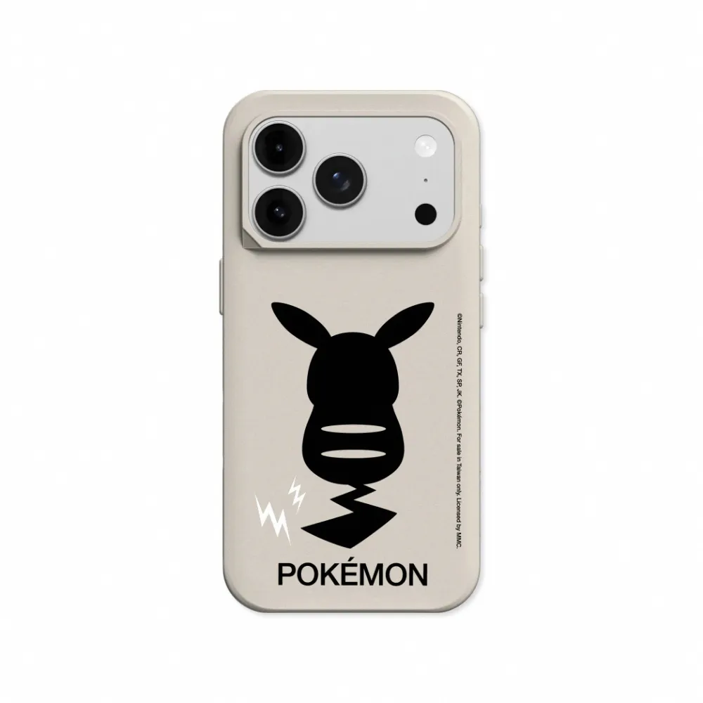 【RHINOSHIELD 犀牛盾】iPhone 18/17/16/15系列SolidX吸震防摔手機殼/皮卡丘背面剪影(寶可夢)-貝殼灰