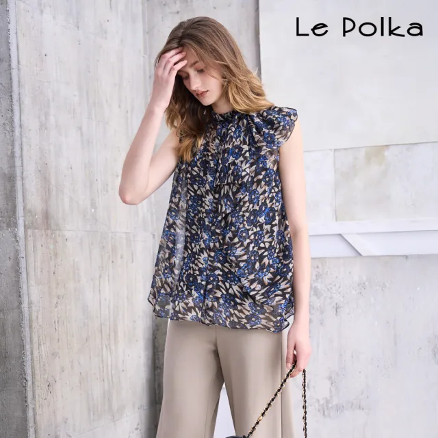 【Le Polka】花卉印花雪紡上衣-女