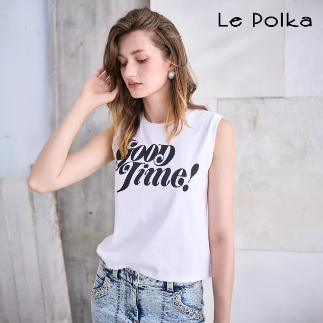 【Le Polka】簡約文字印花背心-女