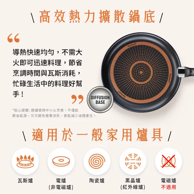 【Tefal 特福】momo獨家 璀璨系列28CM不沾鍋雙鍋組(平底鍋+炒鍋)