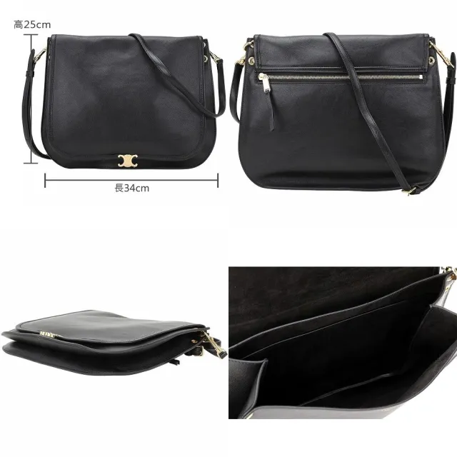 【CELINE】Soft Triomphe Besace / Halfmoon 凱旋門標誌小羊皮肩背包(2色 翻蓋包 半月包 真皮)