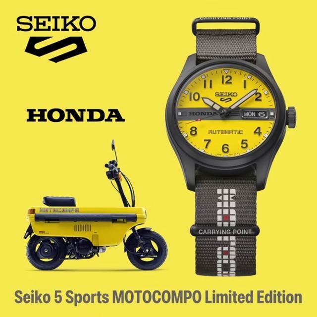 【SEIKO 精工】5 Sports Honda MOTOCOMPO 聯名限定版運動機械錶-黃x灰/36.4mm 送禮(HDB010K1/4R36-18R0Y)