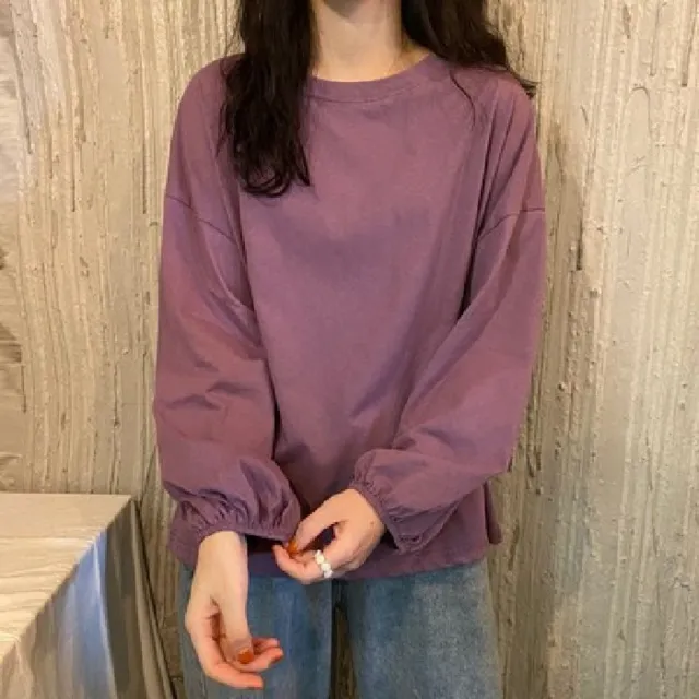 【LANNI 藍尼】★純色休閒燈籠袖T恤(女裝/女上衣/休閒/百搭/日系/通勤)