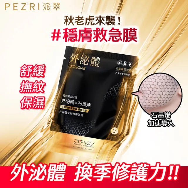 【PEZRI 派翠】momo獨家★外泌體全能修復面膜 4盒(共20片石墨烯超導膜/撫紋彈潤保濕/送禮/99狂購節