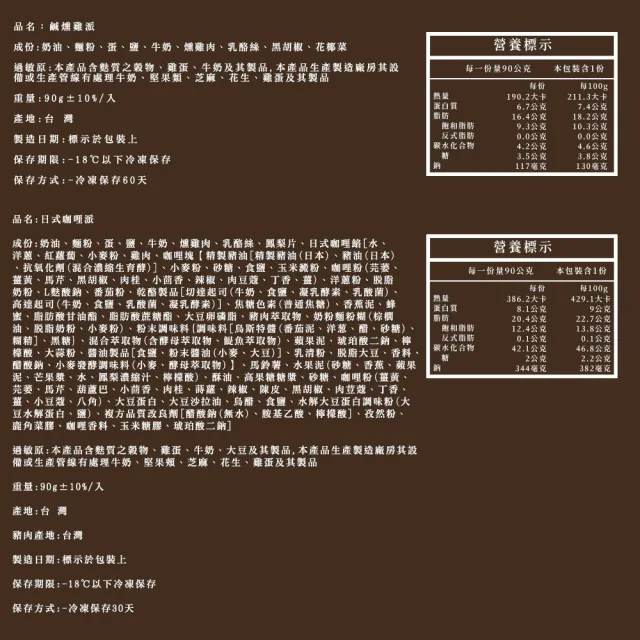 【BAKER 胖大師】(任選專區)燻雞鹹派3入 鹹塔派對 共270g±10% 加熱即食 鹹點
