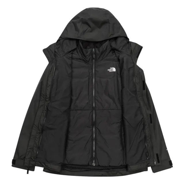【The North Face】北臉 外套 女 運動連帽外套 三合一 防風 防潑水 鋪棉 W DINGLE PADDED 黑 NF0A8J8WJK3