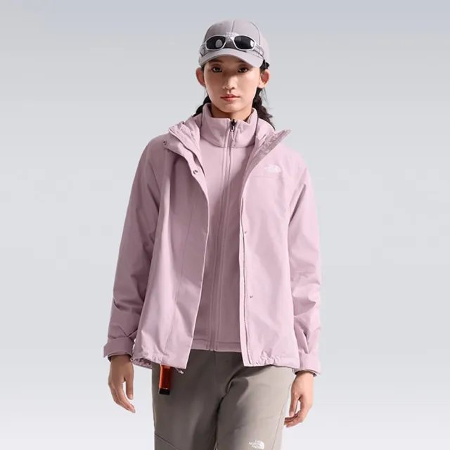 【The North Face】北臉 外套 女 運動連帽外套 三合一 防風 防潑水 抓絨 粉 NF0A8CK30SO