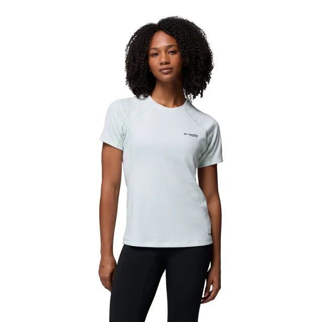 【Columbia 哥倫比亞】女款-防曬UPF50快排短袖上衣-DriVenture™ Short Sleeve-米綠色(UAR01090SS/KF)
