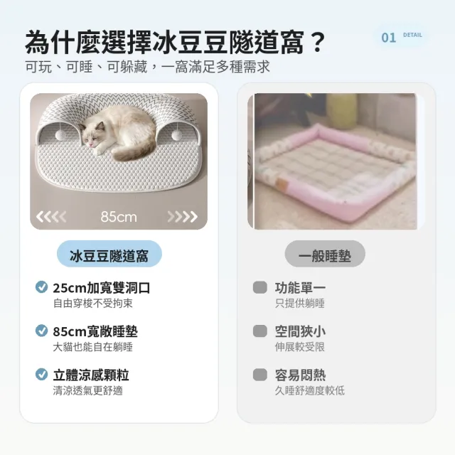 【星優】貓窩 貓屋 貓咪隧道 寵物冰墊 四季通用 貓玩具 12.5公斤內(可拆卸打理 透氣不悶)