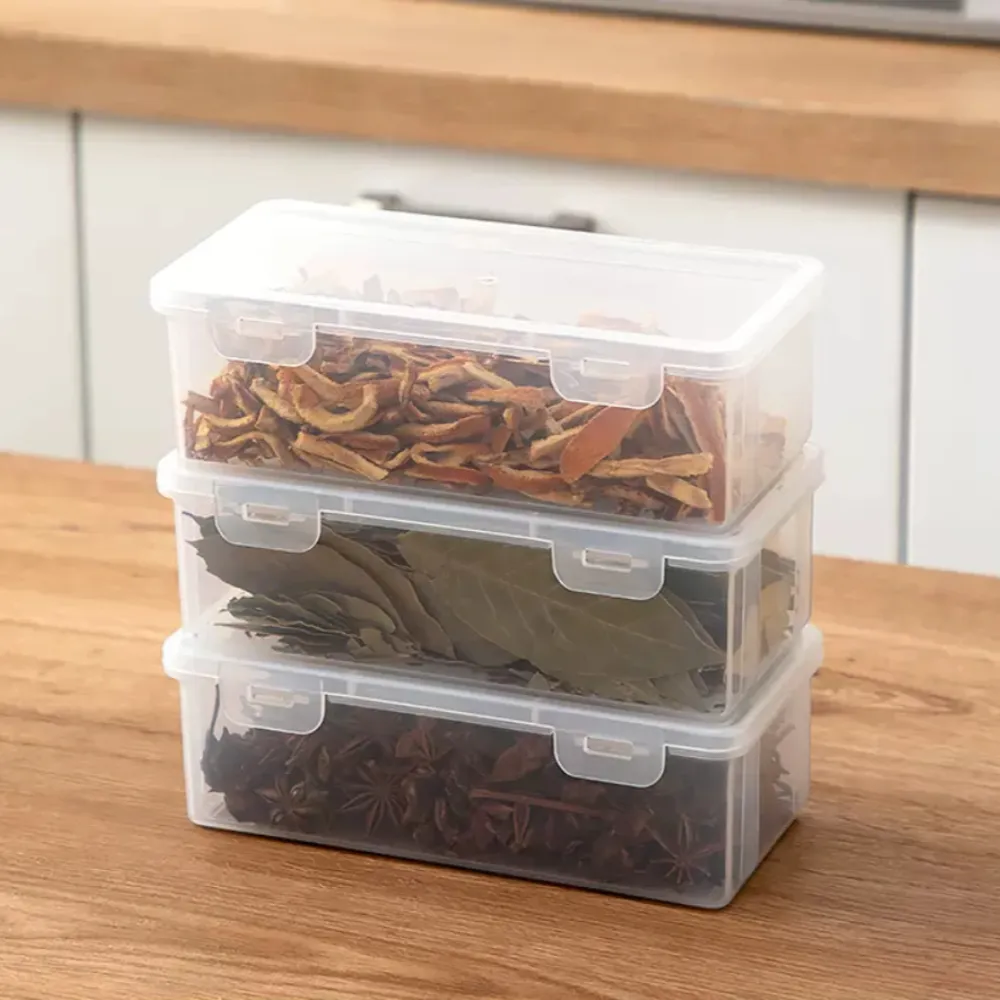 【Dagebeno荷生活】PP材質透明可疊加防潮防塵分裝盒 調味料義大利麵藥材保鮮盒(大號3入)