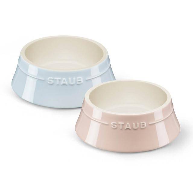 【STAUB】寵物陶瓷圓形餐碗0.4L-豆沙粉/奶油藍2色任選 水碗/食碗/貓碗/狗碗(德國雙人牌集團官方直營)