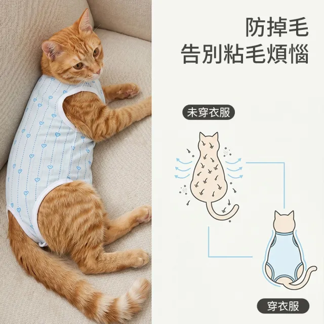 【Petfun】貓咪絕育服 寵物術後恢復衣(寵物防舔衣貓咪手術服 絕育手術 防舔咬 透氣舒適 寵物康復服貓衣服)