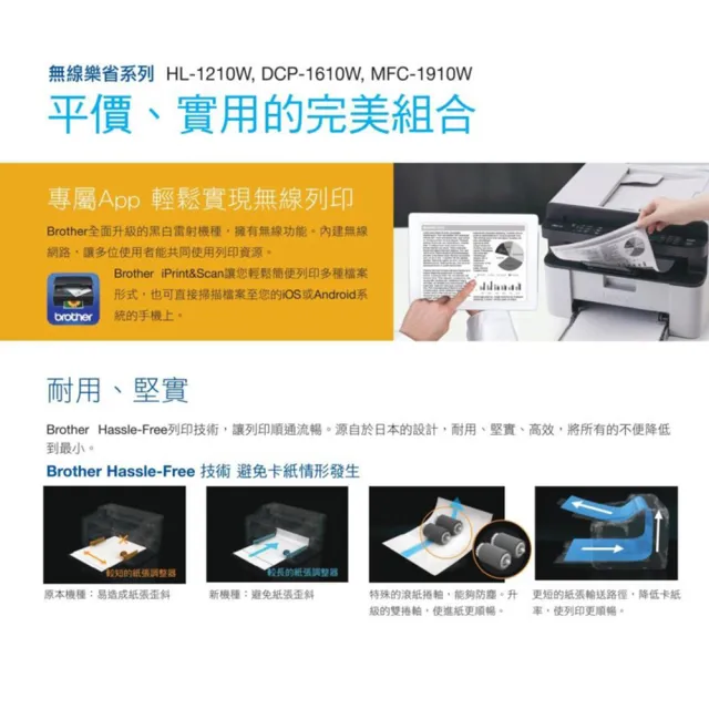 【brother】官方直營 搭24支黑色碳粉匣★HL-1210W 無線黑白雷射印表機(列印/WIFI/耗材TN1000)