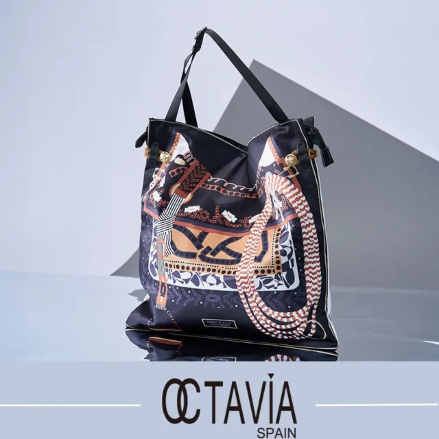 【OCTAVIA 8】雙11 法國情人 雙面方形絲巾布面軟包 肩背包 斜背包 - 絲巾黑白