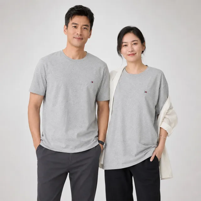 【TOMMY HILFIGER】TOMMY 年度爆款Logo素面短袖T恤 上衣-多色選(中性別Oversize穿搭/平輸品/短T)