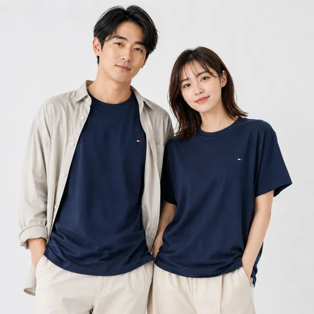 【TOMMY HILFIGER】TOMMY 年度爆款Logo素面短袖T恤 上衣-多色選(中性別Oversize穿搭/平輸品/短T)