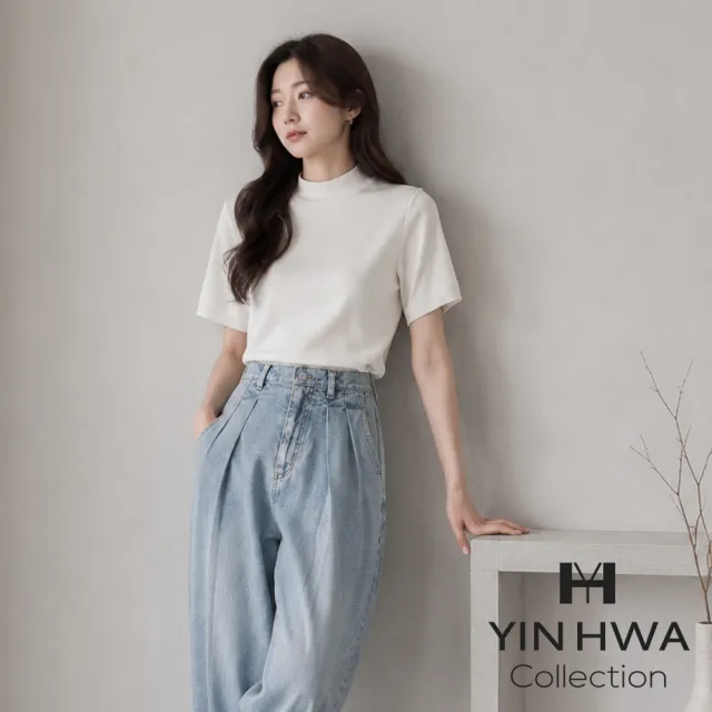 【YIN HWA 盈樺】C`EST MOIJEU 簡約合身基礎款小立領T恤