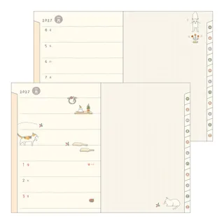 【MIDORI】《2027 Pocket Diary 手帳 - 小猫咪》B6 週間橫式