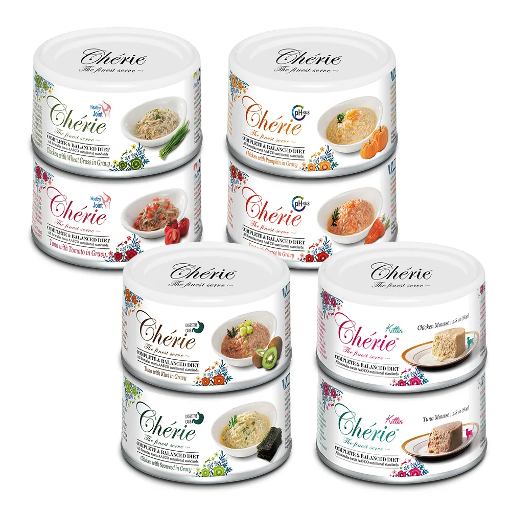 【Cherie 法麗】特惠兩箱組-全營養主食貓罐80g*48罐(十種口味任選 貓主食罐 全齡貓 幼貓)