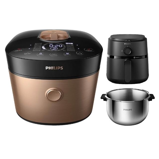 【Philips 飛利浦】送氣炸鍋NA110_抽UX20戰鬥陀螺_雙重脈衝智慧萬用鍋/壓力鍋_HD2195_金小萬