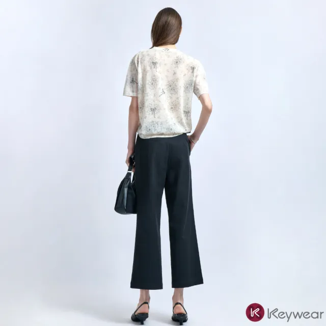 【KeyWear 奇威名品】黑色直筒九分褲