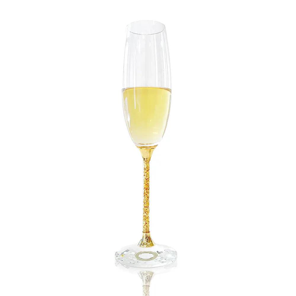 【港口王】奢華金箔香檳杯(無鉛水晶玻璃  香檳杯2入組)