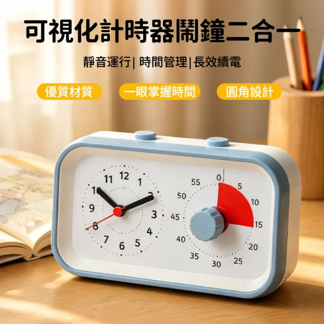 【SUNORO】兒童可視化計時鬧鐘 二合一 學習計時器 桌面鬧鐘 靜音學習辦公 番茄鐘 兒童自律