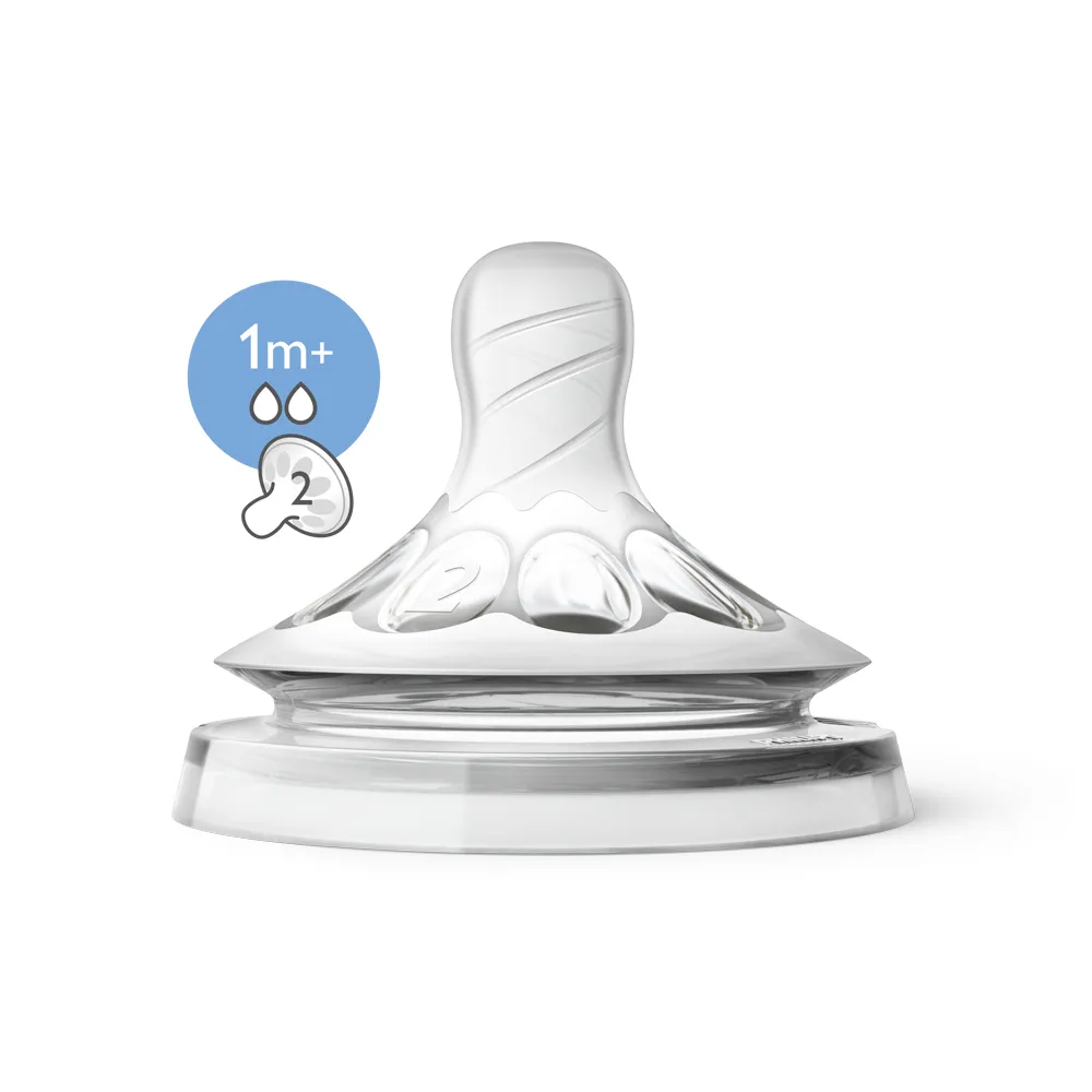 【PHILIPS AVENT】飛利浦新安怡 親乳感防脹氣奶嘴雙入裝 慢流量 1M+ 二號嘴(SCF652/23)