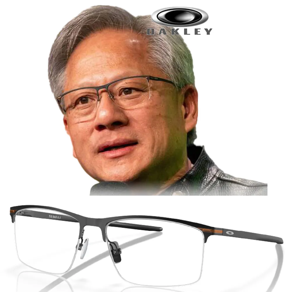 【Oakley】奧克利 鈦金屬半框 黃仁勳配戴同款 光學眼鏡 TIE BAR 0.5 舒適彈簧鏡臂 OX5140 01 霧黑 公司貨