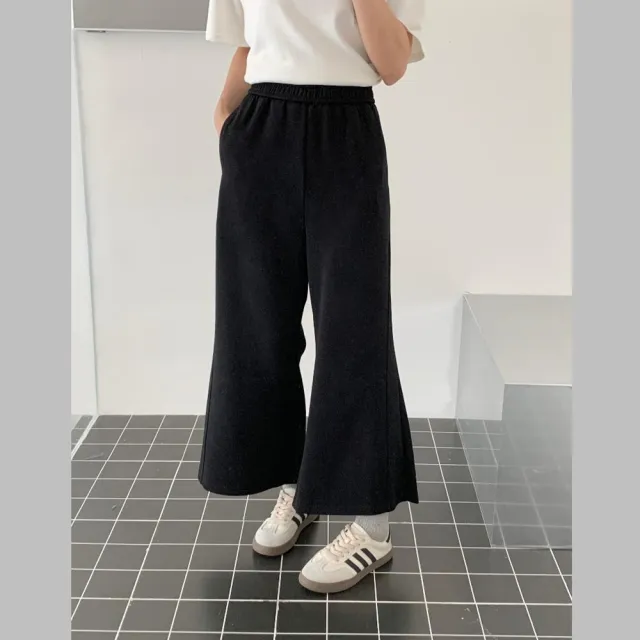 【Want-Meow】90公斤可穿/小個女孩寬褲鬆緊腰小個子長褲直筒褲直筒寬褲(大碼/大尺碼/加大碼/寬褲)