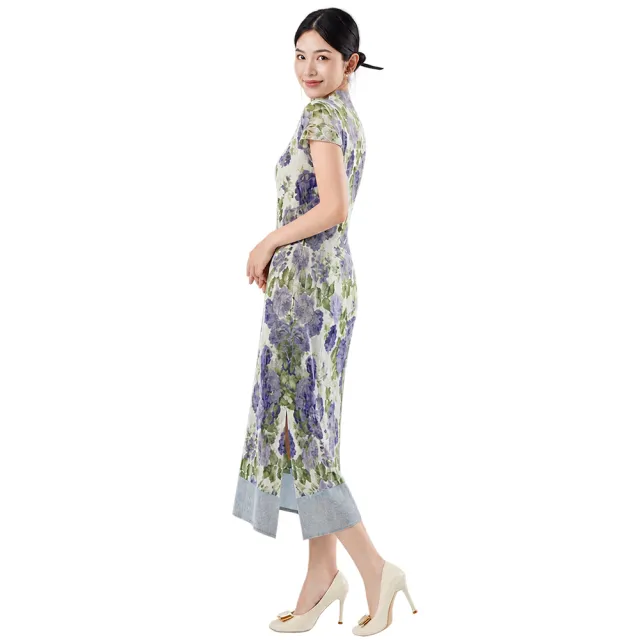 【羽生摺衣】i摺衣-日系 古典風 旗袍領 花朵 洋裝(共二色)