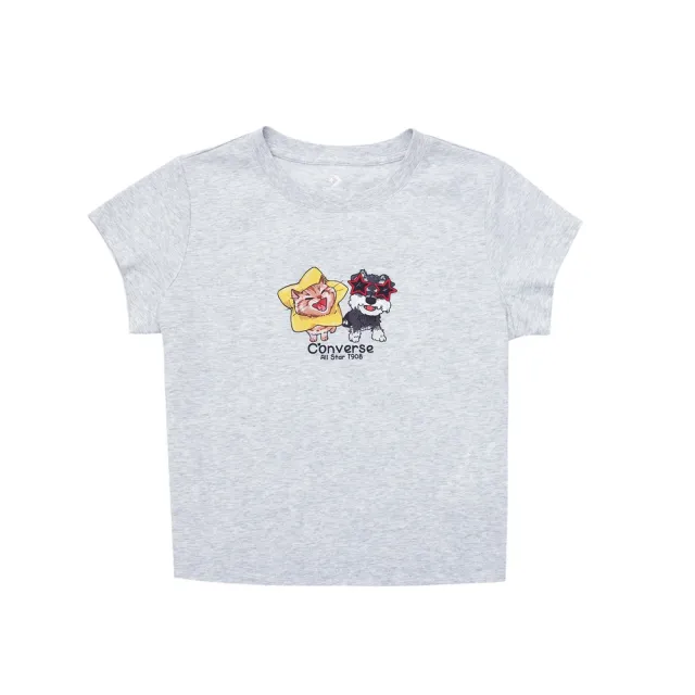 【CONVERSE】PETS GRAPHIC BABY FIT TEE LT RETRO GRAY 女上衣 短袖 T恤 (WCJ771-GGN)