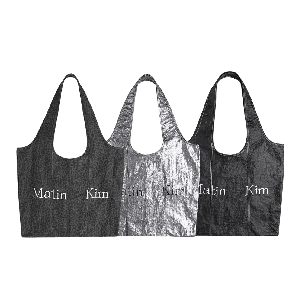 【MATIN KIM】官方旗艦 不對稱LOGO尼龍托特包(多款任選)