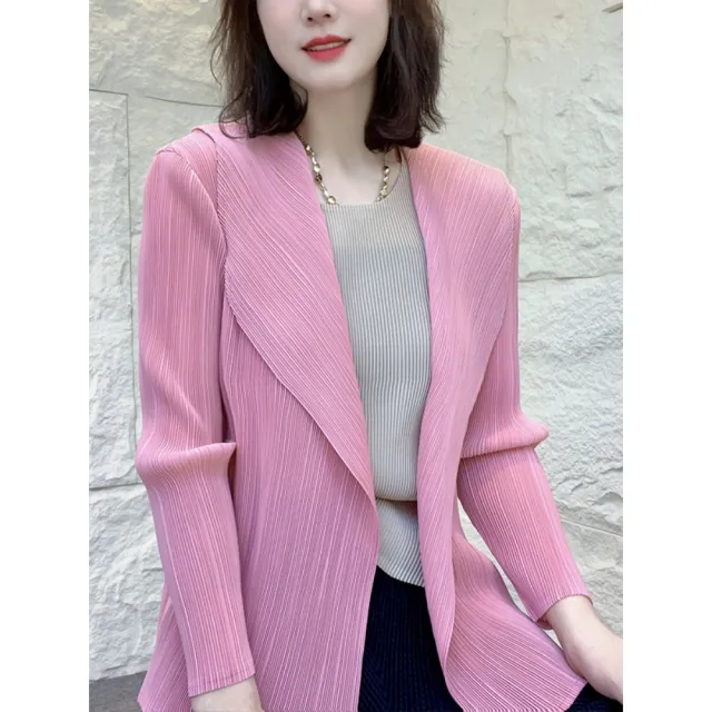 【巴黎精品】多款三宅風皺褶衣服外套裝寬鬆褶皺上衣罩衫背心長裙摺衣折衣開衫夾克(壓褶上衣n2b7 A)