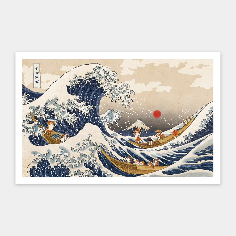 【Pintoo】Nyangsongi - 貓咪川沖浪裏 - 拼圖1000片
