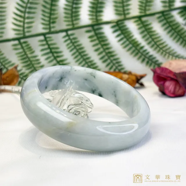 【文華珠寶】翡翠紫三彩正圈玉鐲 18.8圍