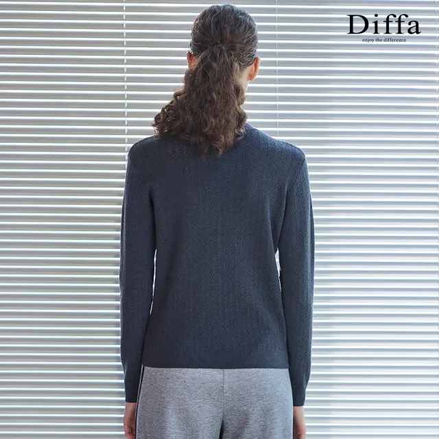 【Diffa】波浪織紋圓領毛衣-女