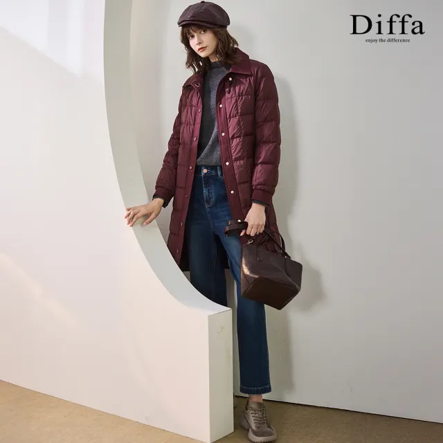 【Diffa】長版車格羽絨外套-女
