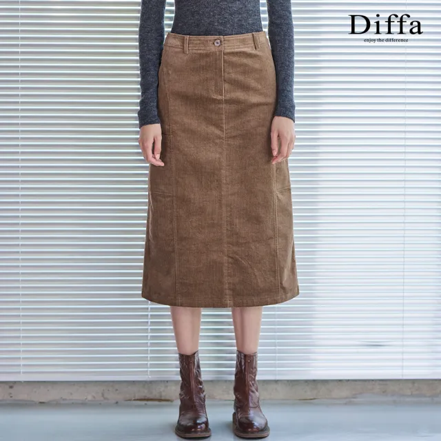 【Diffa】條絨A字長裙-女