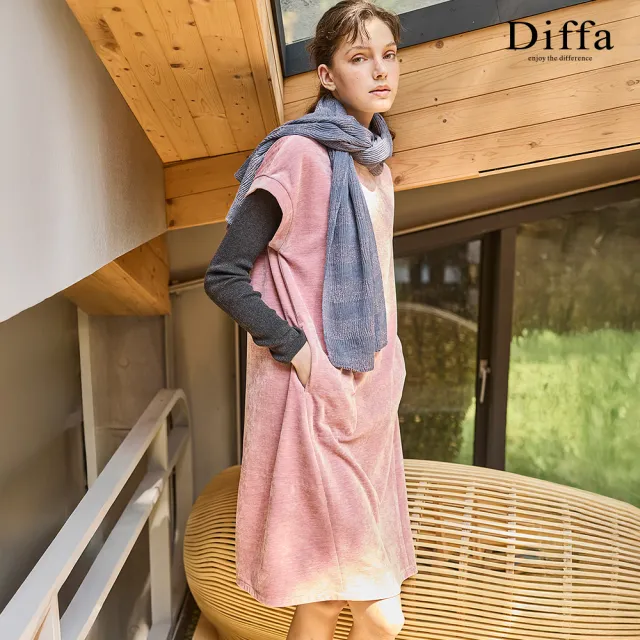 【Diffa】連袖美型剪裁連身洋裝-女