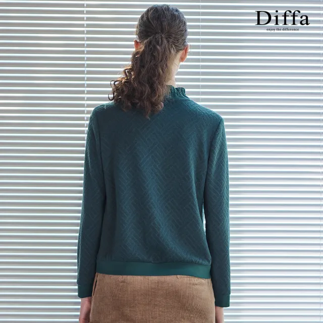 【Diffa】荷葉領織紋針織衫-女