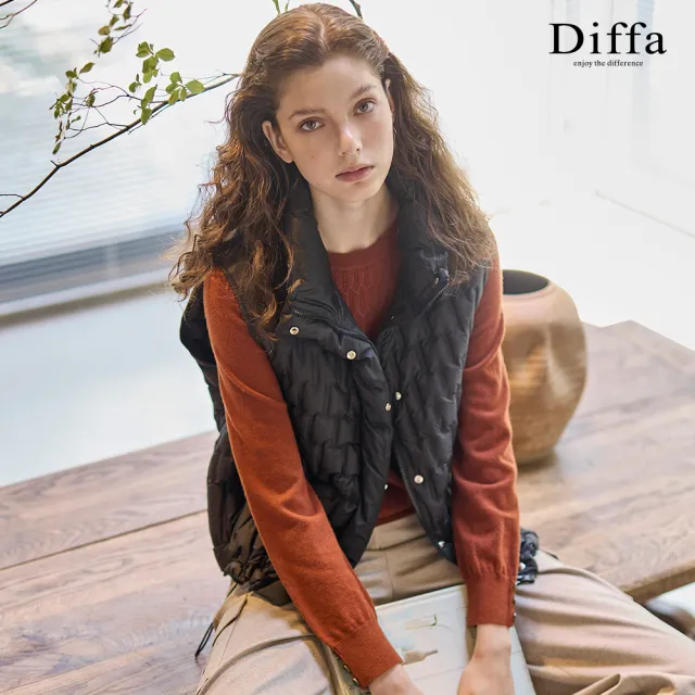 【Diffa】復古幾何織紋毛衣-女