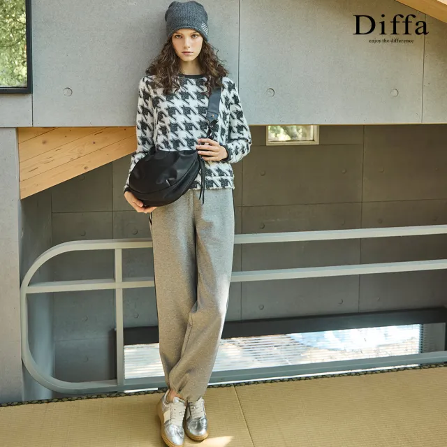 【Diffa】千鳥格織紋針織衫-女