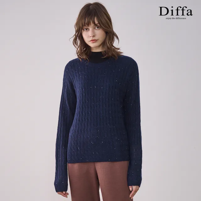 【Diffa】拐花亮片鏤空毛衣-女