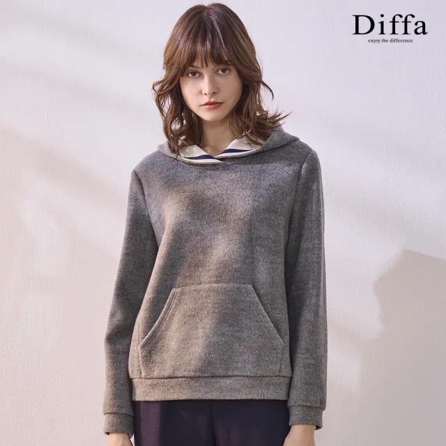 【Diffa】淺灰連帽針織衫-女