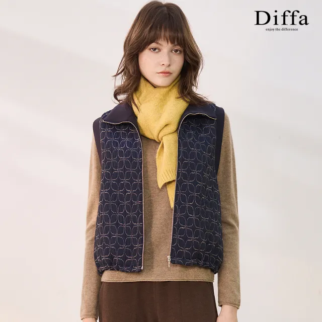 【Diffa】幾何織紋背心式外套-女