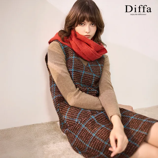 【Diffa】咖格織紋背心式連身洋裝-女