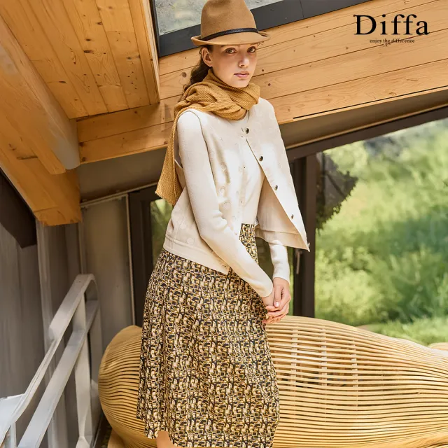 【Diffa】波點織紋背心式外套-女